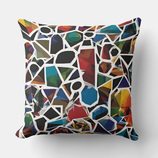 Almofada Arte Geométrica Abstrata Vibrante (Frente)