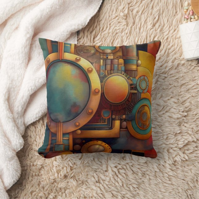 Almofada Arte Geométrica Industrial Steampunk (Cobertor)