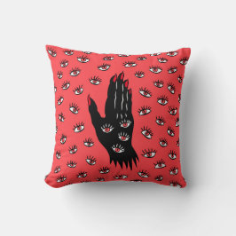 Almofada Arte Gótica do Halloween - Olhos Negra Mão Estranh