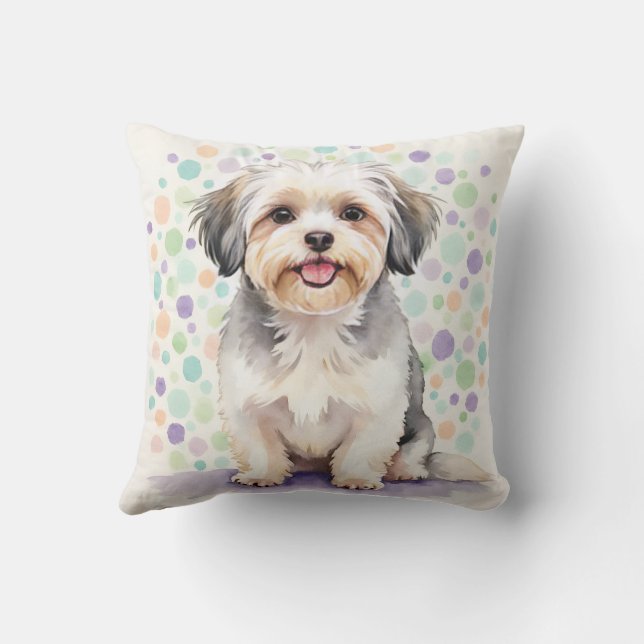 Almofada Arte Havanese Confetes Dash Aquarela (Verso)