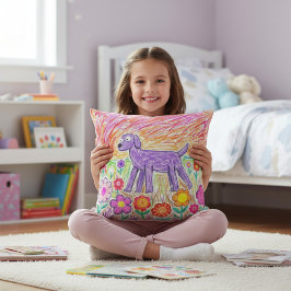 Almofada Arte Infantil Colorida Abstrata Desenho de Criança
