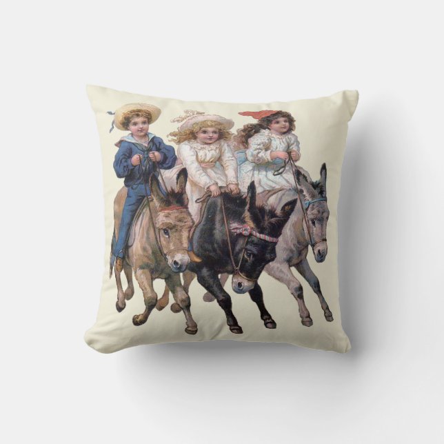 Almofada Arte infantil de pônei de cavalo antigo (Frente)