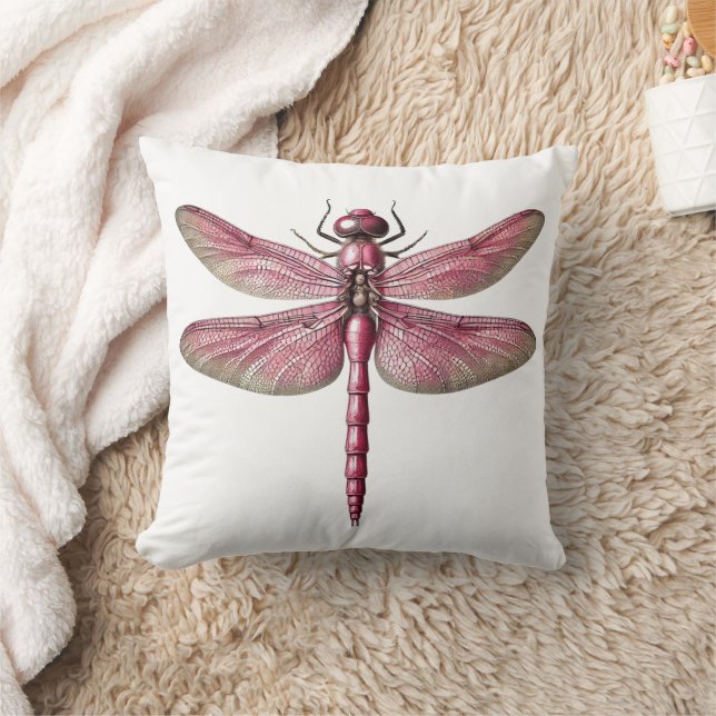 Almofada Arte Inspirada pela Dragonfly Rosa (Cobertor)