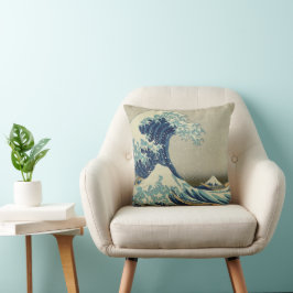 Almofada Arte Japonês Antigo, A Grande Onda por Hokusai