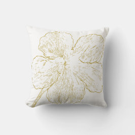 Almofada Arte Linear Floral Dourada Minimalista Elegante