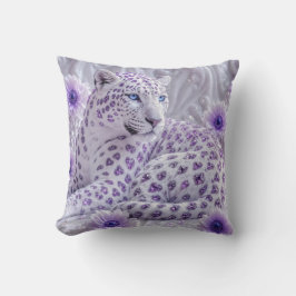 Almofada Arte Majestosa de Leopardo Revestido de Joias Roxa