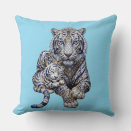 Almofada Arte Majestosa do Tigre Branco Realeza Joalheria