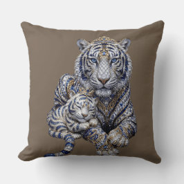 Almofada Arte Majestosa do Tigre Branco Realeza Joalheria