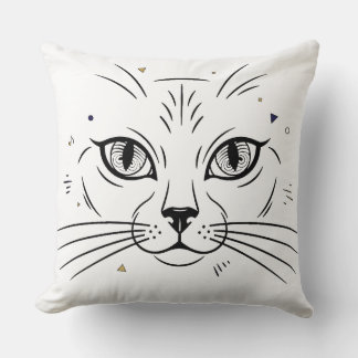 Almofada arte minimalista de rosto de gato em linha