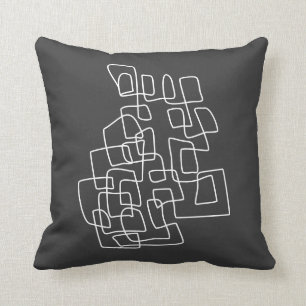 Almofada Arte Moderna Abstrato de Linha Preta Contemporâne