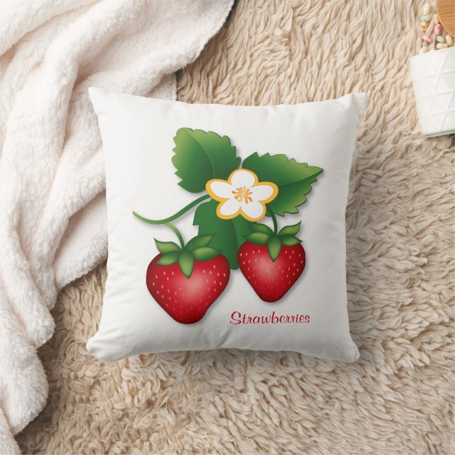 Almofada Arte Moderna de Alimentos Morango Decoração de Cas (Cobertor)