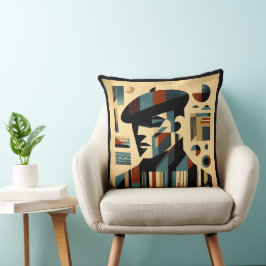 Almofada Arte Moderna de Meados do Século Homem Usando Boin