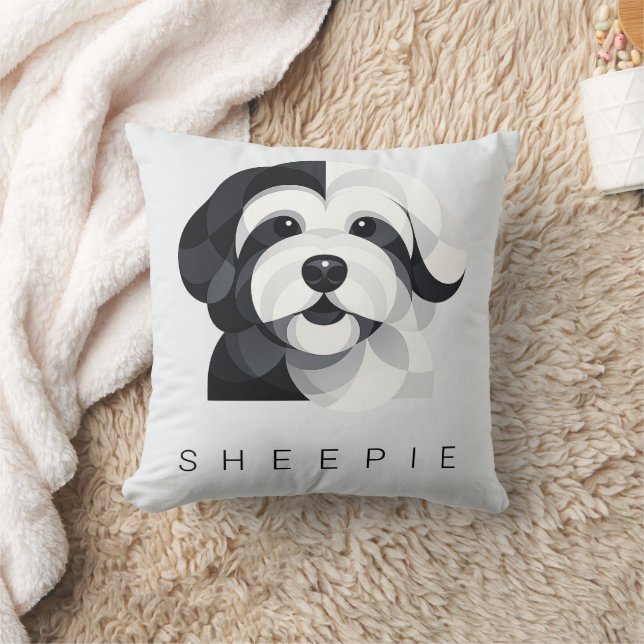 Almofada Arte Moderna de Sheepadoodle - Preto e Branco Geom (Cobertor)