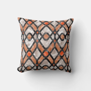 Almofada Arte Moderna Deco Batik em Laranja e Preto