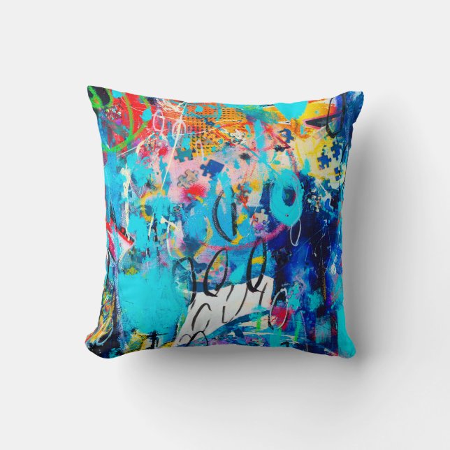 Almofada  Arte moderna multicoloração mestiça c (Frente)