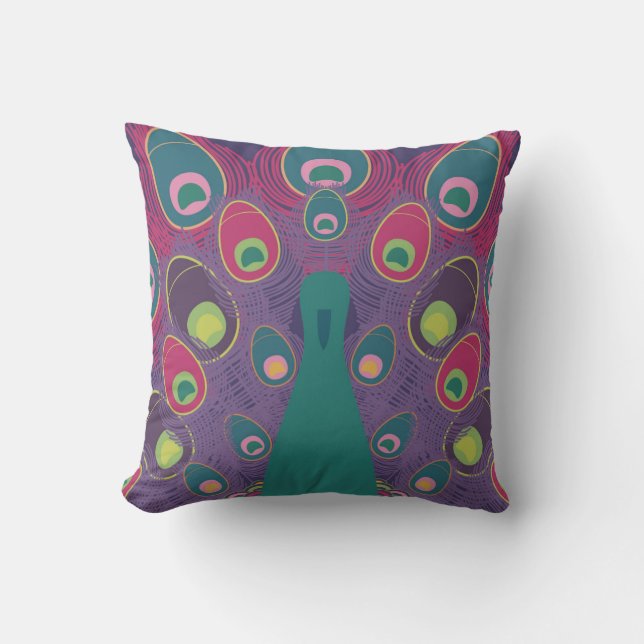 Almofada Arte Moderna Rouxinol Abstrato Roxo (Frente)