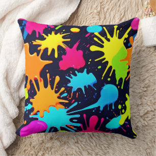 Almofada Arte Neon Splatter: Expressionismo vibrante por Ab