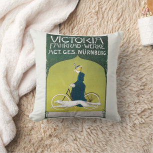 Almofada Arte Nova vintage, Victoria Fahrrad Werke, Rehm