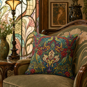 Almofada Arte Novo Retrô Pavões & Pássaros por Walter Crane