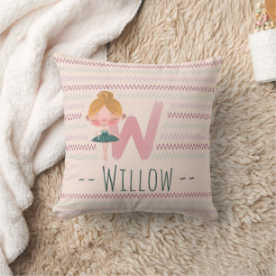 Almofada Arte Personalizada – Monograma de Bailarina Rosa B