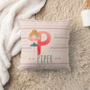 Almofada Arte Personalizada – Monograma de Bailarina Rosa B