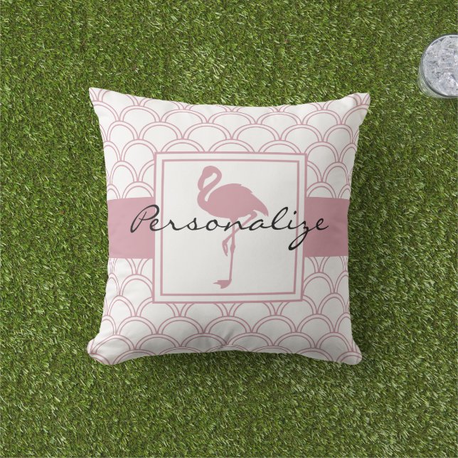 Almofada Arte Personalizada Onda Patten Rosa Flamingo (Grama)