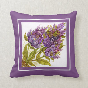 Almofada Arte pintado à mão dos Lilacs roxos do travessei