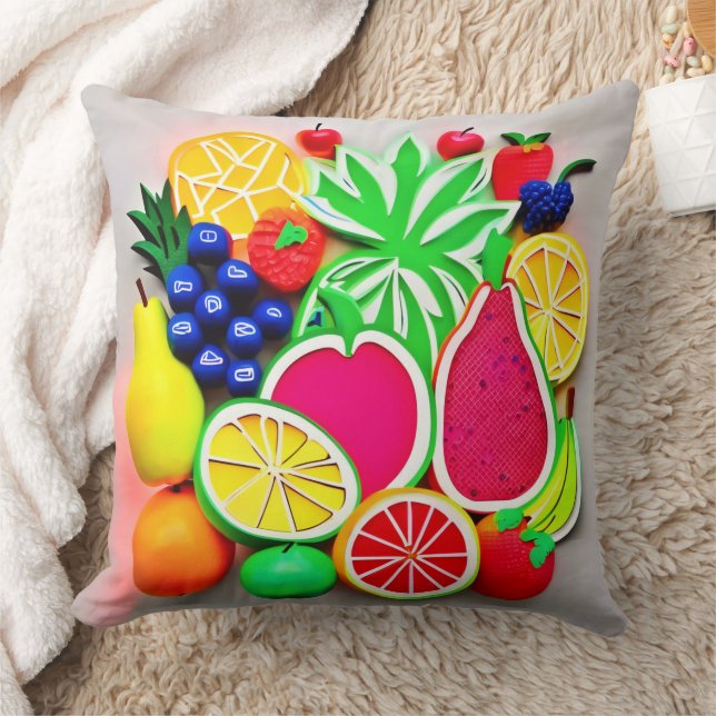 Almofada Arte Pop de Frutas Coloridas (Cobertor)