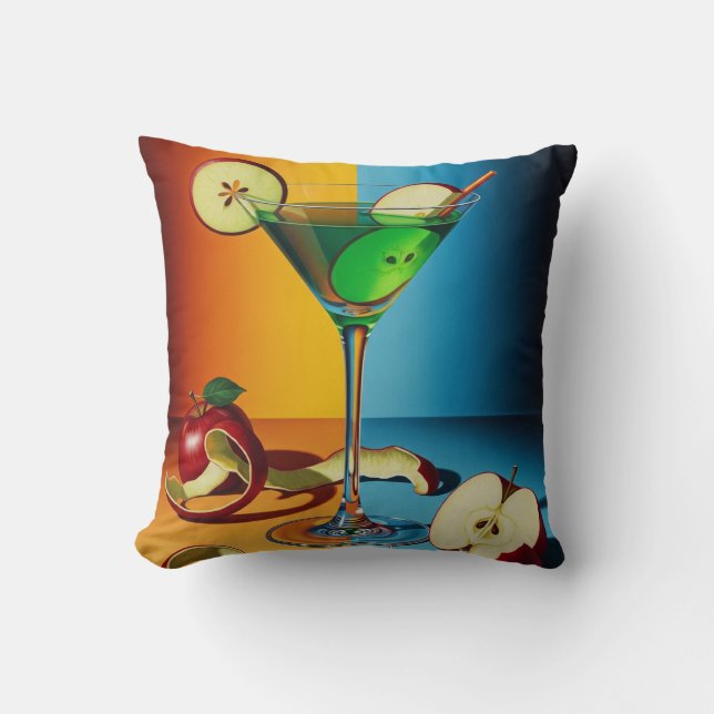 Almofada Arte Pop de Martini de Maçã (Frente)