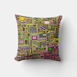 Almofada Arte quadrada Geométrica Rosa e Amarelo