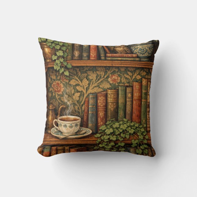Almofada Arte retrô para amantes de livros (Frente)