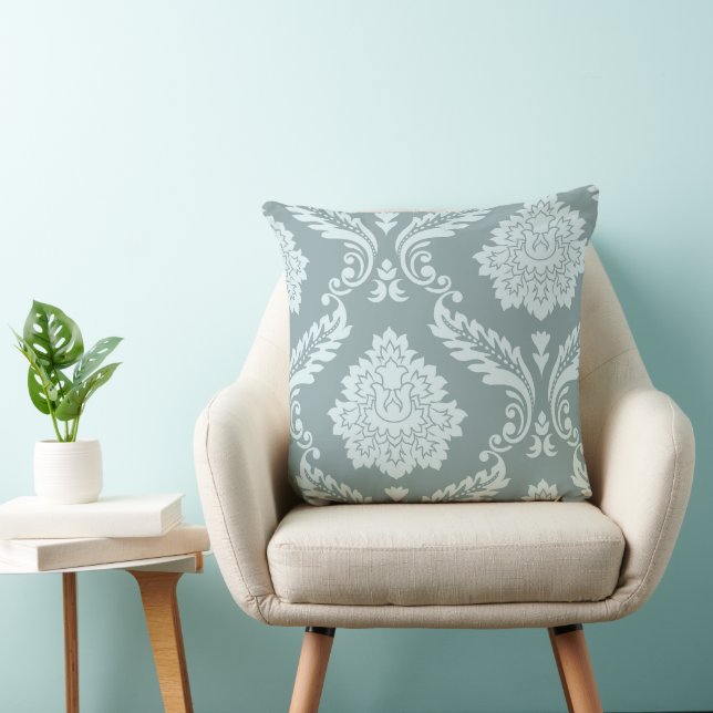 Almofada Arte Rococó Damask I Azul Ovo de Pato+Turquesa (Cadeira)