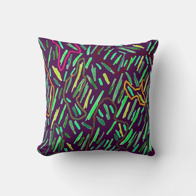 Almofada Arte roxa inspirou design com faixas (Frente)