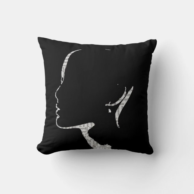 Almofada Arte Silhueta de Impressão de jornal (Frente)