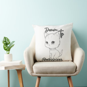 Almofada Arte Simples Preta e Branca de Kitten