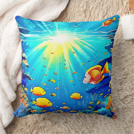 Almofada Arte Sunlit Reef Life Glow