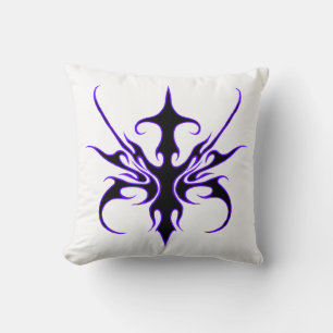 Almofada Arte Tribal Linhas Ferozes Preto e Roxo