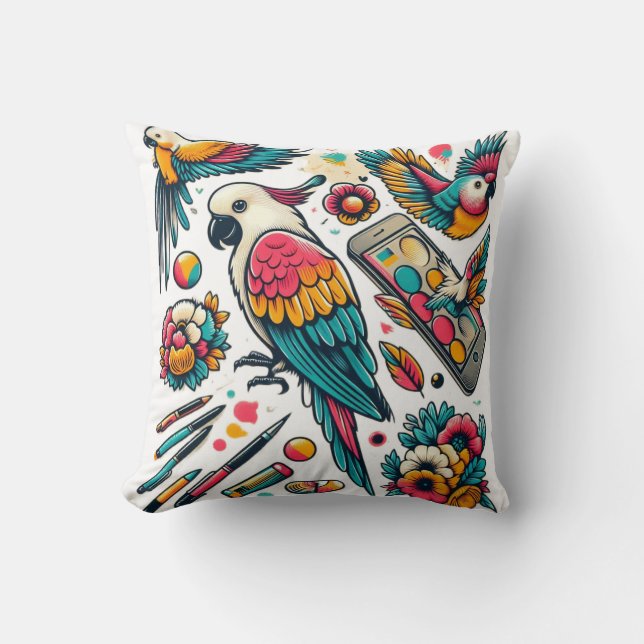 Almofada Arte tropical Colorida (Frente)