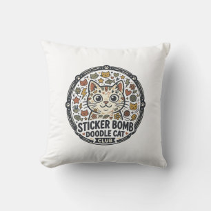 Almofada Arte Vetorial de Gato Doodle Bomba de Adesivo - Ad