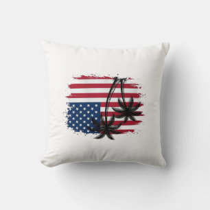 Almofada Arte vetorial de palmeira bandeira americana patri