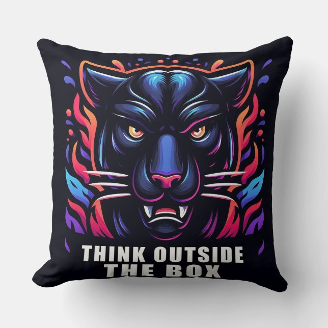Almofada Arte vibrante da pantera com frase motivacional (Frente)