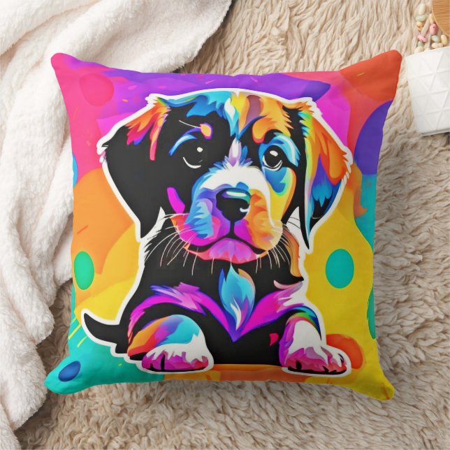 Almofada Arte Vibrante de Cachorro (Cobertor)