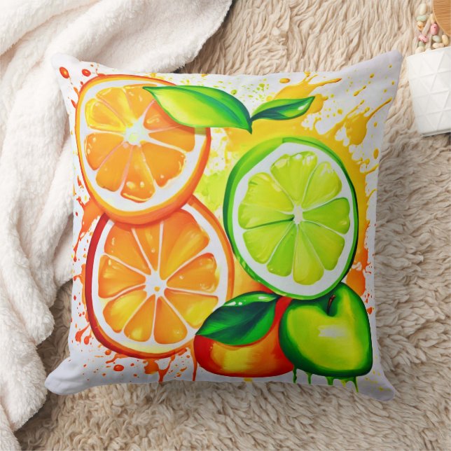 Almofada Arte Vibrante de Frutas Cítricas (Cobertor)