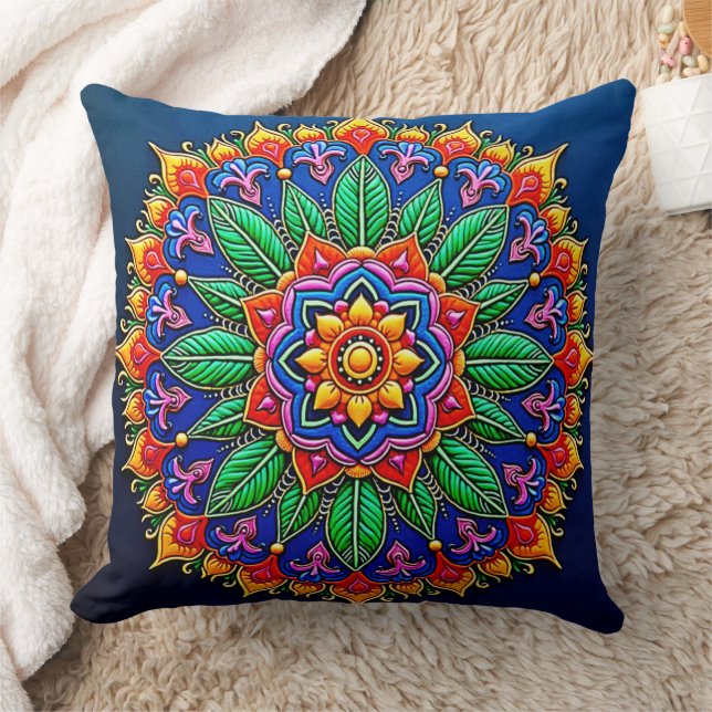 Almofada Artesanato Vibrante de Mandala (Cobertor)