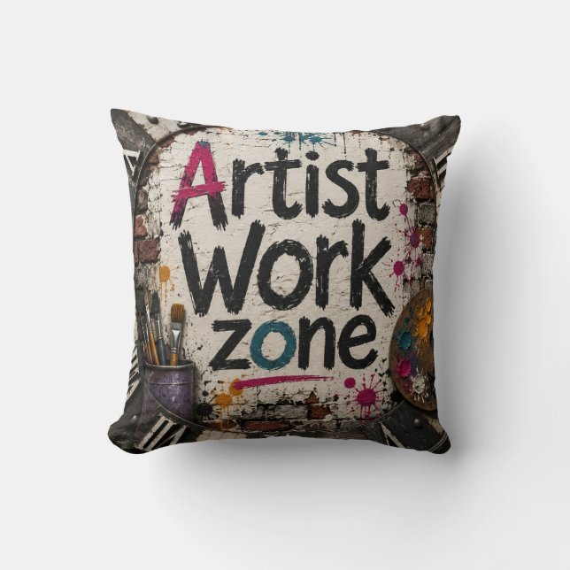 Almofada Artist Work Zone Creative Studio Gift for Artists (Frente)