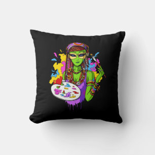 Almofada Artista de pintura Hippie da Alienígena Espacial