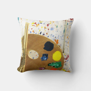 Almofada Artistas Pintam Splatter e Paleta de Pintura