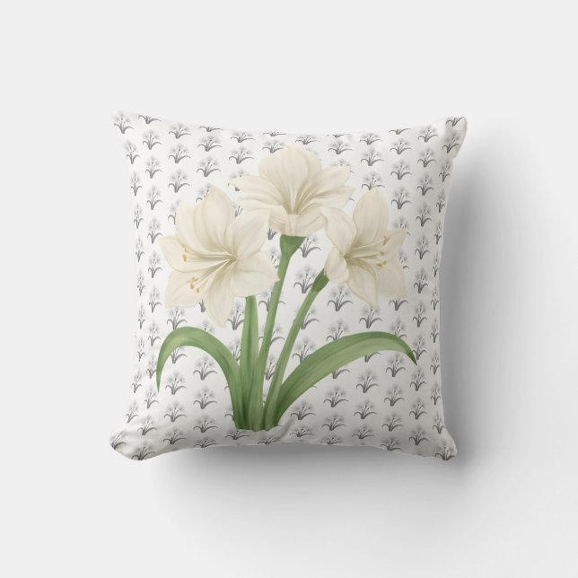Almofada Artistic Botanical Amaryllis Flower Accent (Frente)