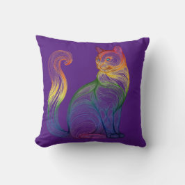 Almofada Artistic Home Decor Vibrant Swirl Cat