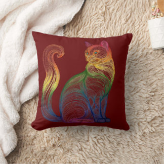 Almofada Artistic Home Decor Vibrant Swirl Cat